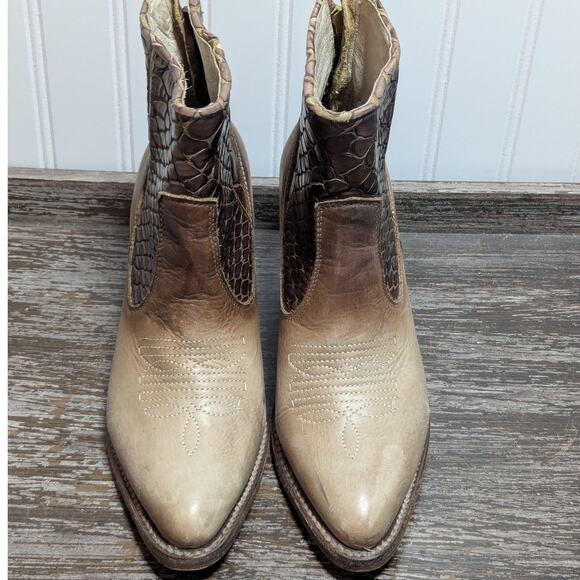 Freebird By Steven Womens Clementine Tan Brown Leather Western Ankle Boot Size7 - Picture 2 of 7